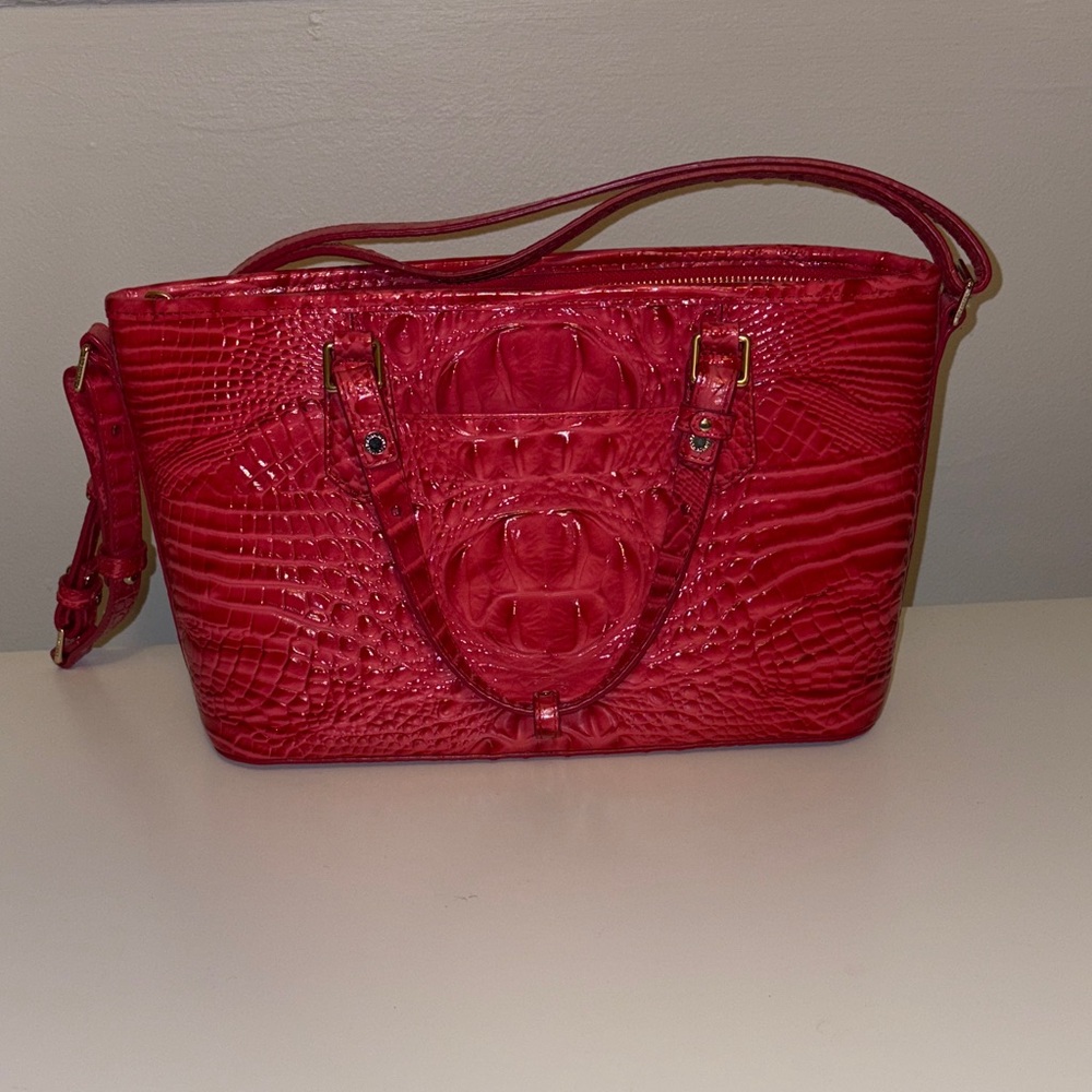 Brahmin Vibrant PINK Croc-Embossed Shoulder Bag - Picture 5 of 6